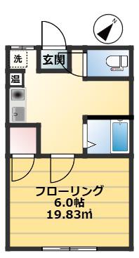ニュータウンハウス(1K/2階)の間取り写真