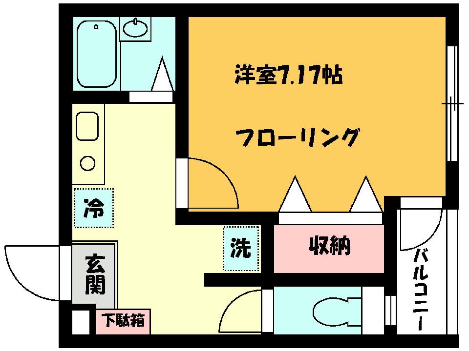アルザスIV(1K/2階)の間取り写真