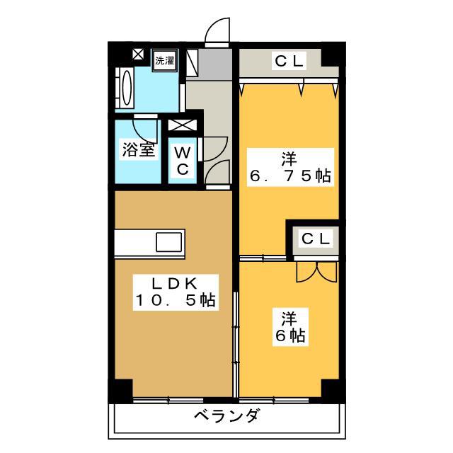 アムール・松倉(2LDK/1階)の間取り写真