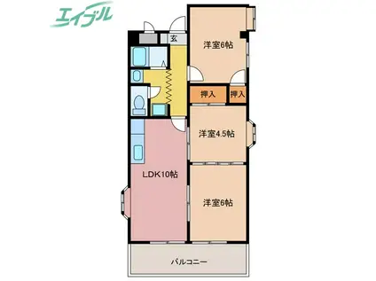 エステートヤマキ(3LDK/3階)の間取り写真