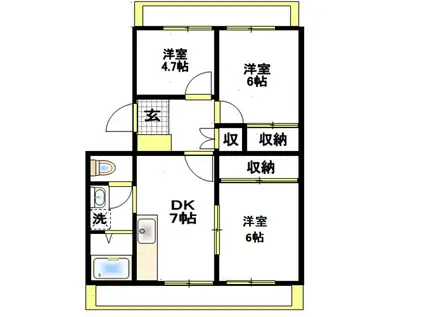 ピースフル18(3DK/2階)の間取り写真