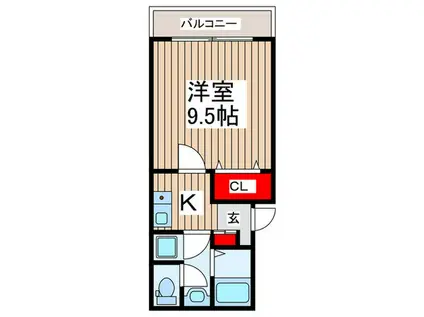 ミレア武里(1K/3階)の間取り写真