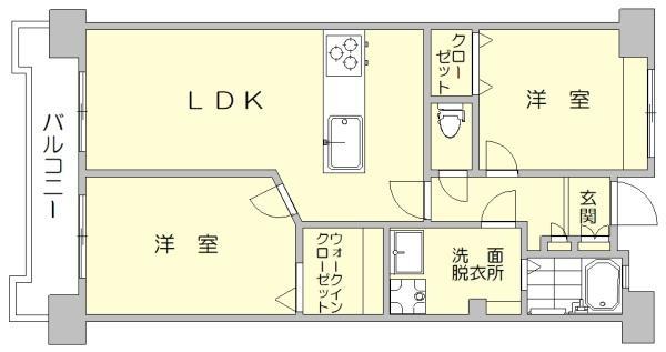 ニッシンビル(2LDK/7階)の間取り写真