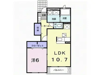 トップフィールド(1LDK/1階)の間取り写真