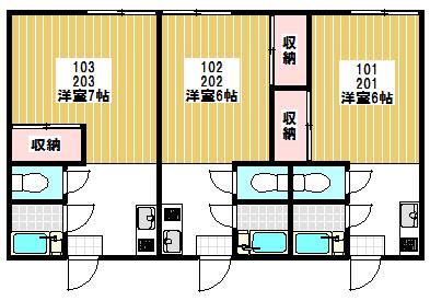 コーポジュネス(1K/2階)の間取り写真