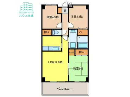 ゆうゆう西山(3LDK/3階)の間取り写真