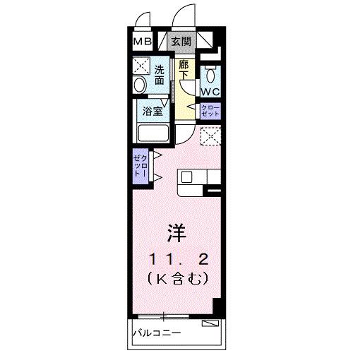 オンネアまかび(1K/1階)の間取り写真