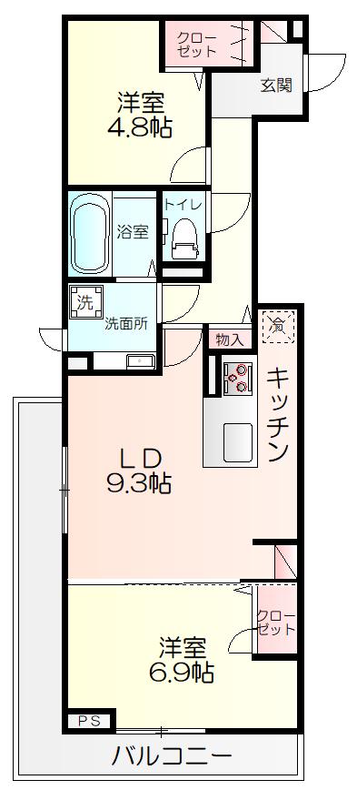 グラン・クレール(2LDK/3階)の間取り写真
