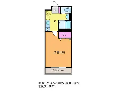 ソレーラ小針南台(1K/1階)の間取り写真