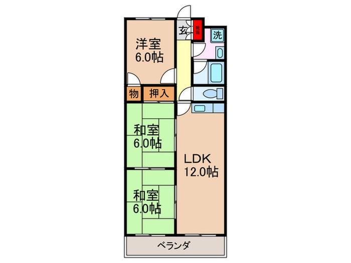 トレンディーハイム北村(3LDK/3階)の間取り写真