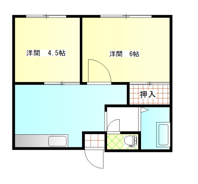 銀杏アパート(2DK/1階)の間取り写真