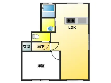 キャッスル鏡(1LDK/1階)の間取り写真