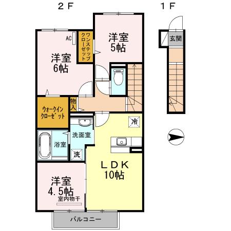 D-ROOM内原B(3LDK/2階)の間取り写真