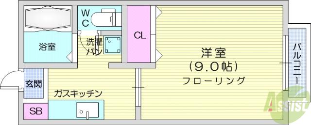 フィレンツェⅠ(1K/1階)の間取り写真
