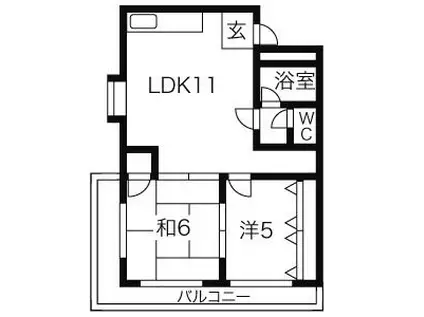 青杏ビル(2LDK/3階)の間取り写真