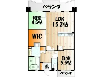 アースコート小倉金田(2LDK/9階)の間取り写真