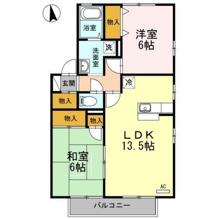 ウィルモア床波B(2LDK/2階)の間取り写真