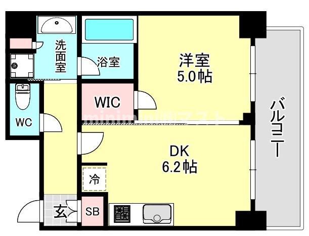 エステムコート北堀江II(1DK/13階)の間取り写真