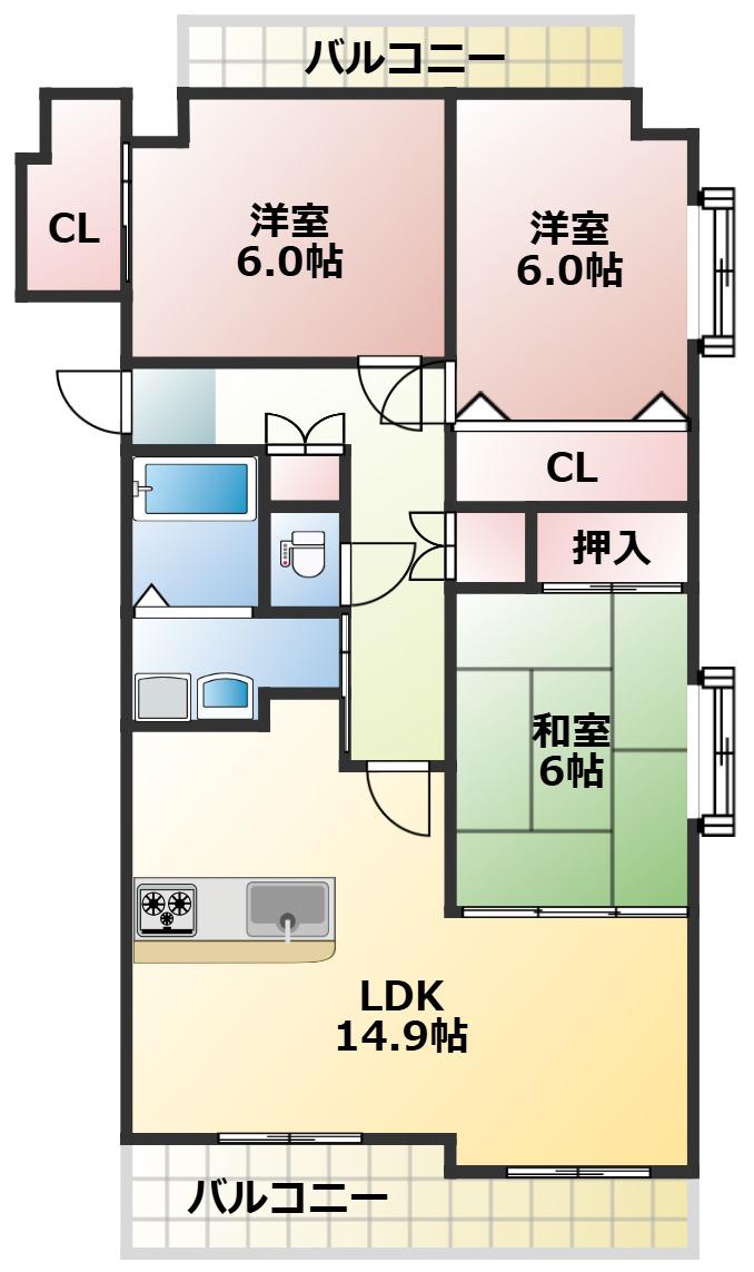 プレシャスコート壱番館(3LDK/5階)の間取り写真