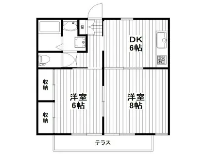 ヴィラヴェルディA(2DK/1階)の間取り写真