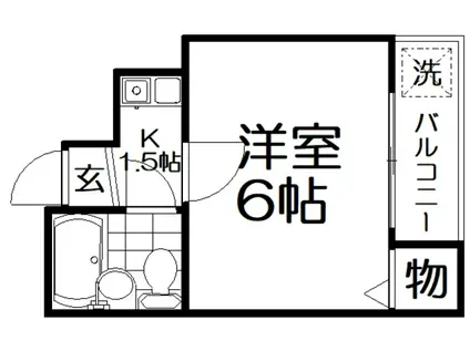 ハイコート枚方(1K/2階)の間取り写真
