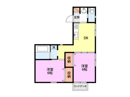 ハウスフローラル(2DK/1階)の間取り写真