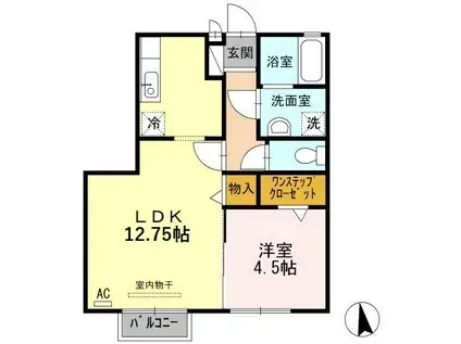 リシェス・オカザキIV(1LDK/2階)の間取り写真