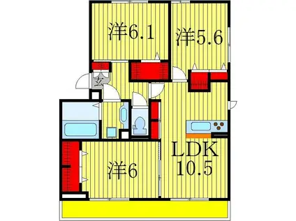 メルヴェイユおおたかの森II(3LDK/2階)の間取り写真