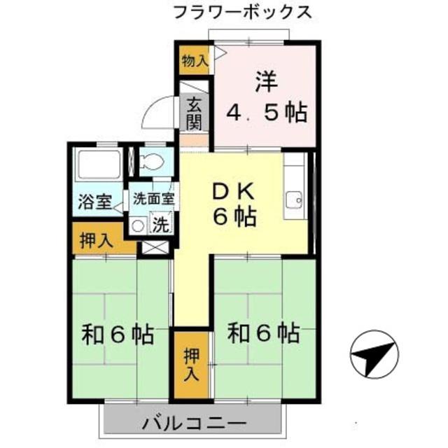 メゾン楠見中 B棟(3DK/2階)の間取り写真