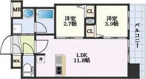 コンフォリア・リヴ新大阪西宮原ソルテラス(2LDK/4階)の間取り写真