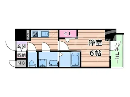 ファーストフィオーレ京橋ノワール(1K/1階)の間取り写真