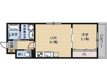 LA VITA 庭井(1LDK/4階)の間取り写真