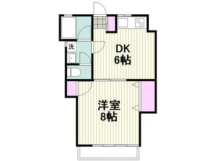 ハイツ上町(1DK/1階)の間取り写真