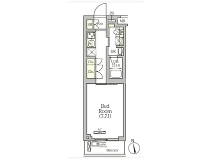 ARKMARK南品川(1K/4階)の間取り写真