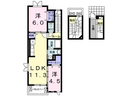 MODESSA Y&I(2LDK/3階)の間取り写真