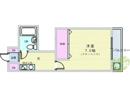 メゾン豊中パート16(1K/4階)の間取り写真