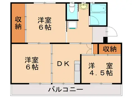 ビレッジハウス水巻(3DK/2階)の間取り写真