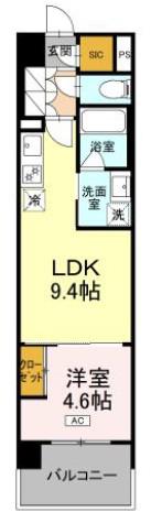 ロイヤルパークス仙台青葉通(1LDK/3階)の間取り写真