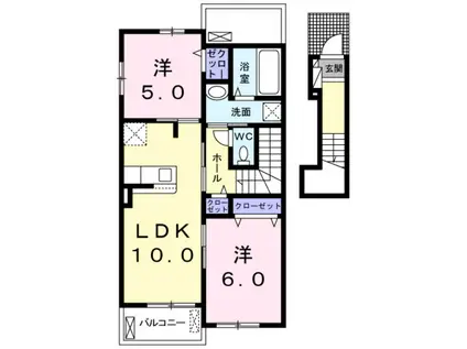 ベル・フランA(2LDK/2階)の間取り写真