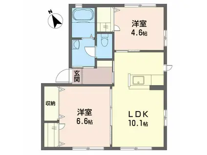 シャーメゾンソレイユD(2LDK/1階)の間取り写真