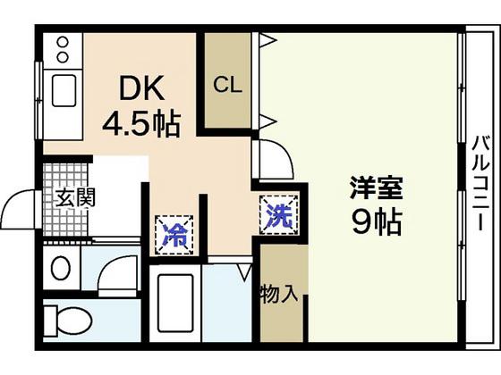 第二石丸ビル(1DK/1階)の間取り写真