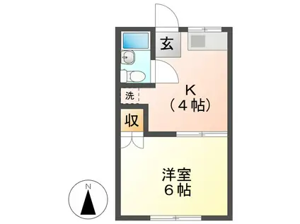 コーポ伊川A(1K/1階)の間取り写真