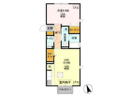 メゾングレースH(1LDK/1階)の間取り写真