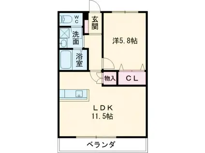 コーキア神楽(1LDK/1階)の間取り写真