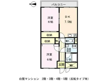 白鷺マンション(2DK/3階)の間取り写真