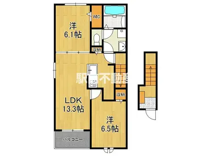 クリスタルドミールVI(2LDK/2階)の間取り写真