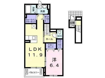 グランディアス.II(1LDK/2階)の間取り写真