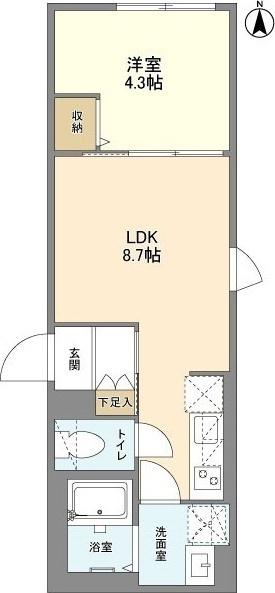 ウェルスクエア笹塚II(1LDK/1階)の間取り写真