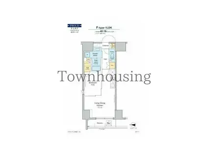 プラウドフラット両国イースト(1LDK/4階)の間取り写真