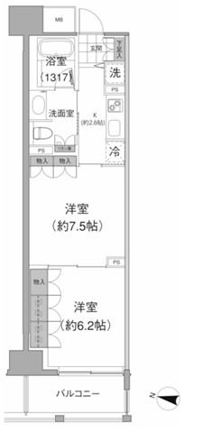 アビティ目黒(2K/4階)の間取り写真